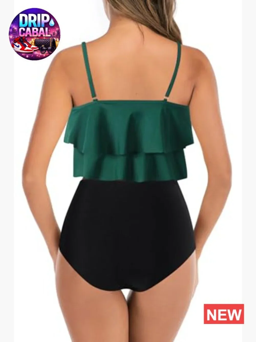 Tankini Swimsuit with Flounce Top Tummy Control High Waisted Bottoms Modest